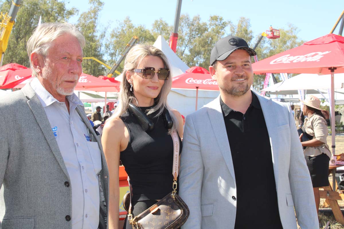 Garizio cattle Hon. Vangelis Haritatos (right), the Deputy Minister of Lands, Agriculture, Fisheries, Water, and Rural Development, accompanied by his wife Amanda (middle) and ADMA Chairman, Marco Garizio (left)
